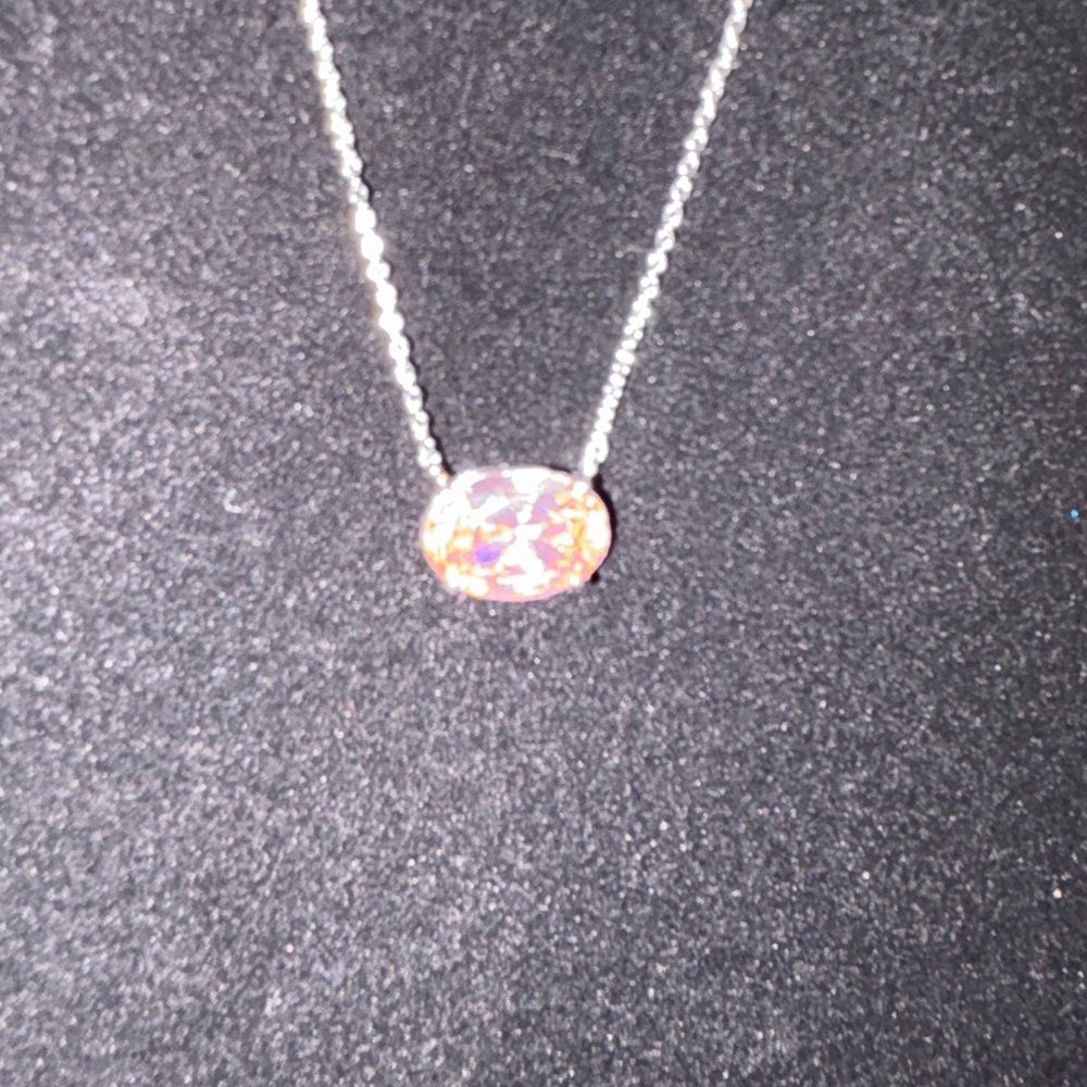 Melinda Maria Pink/Silver Oval Necklace - Picture 2 of 5